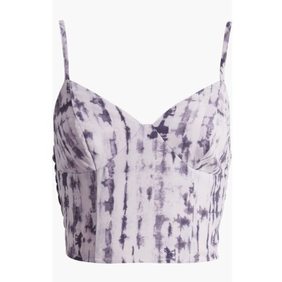 Nordstrom Open Edit Smocked Back Crop Camisole in Purple Indigo Size  L - Picture 2 of 10